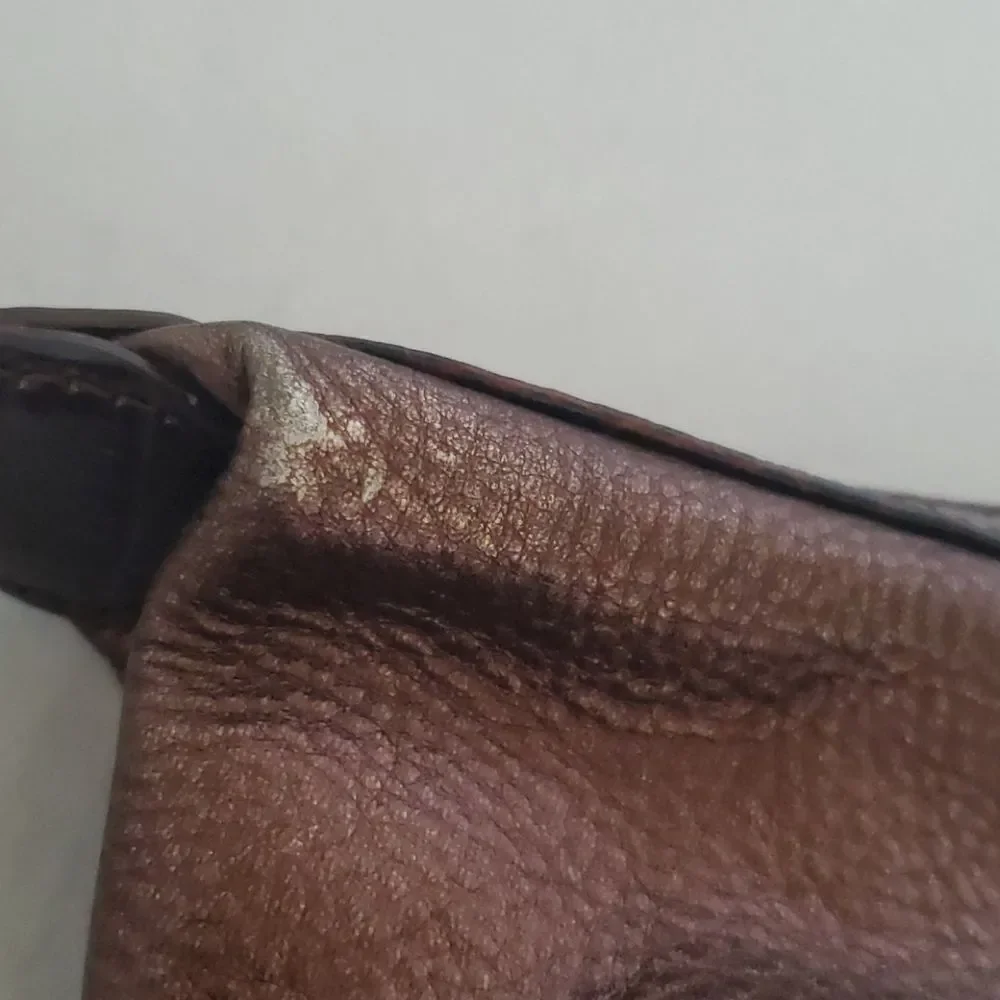BRIGHTON Metallic Bronze Leather Small Hobo Bag‎
